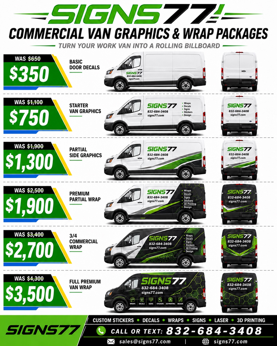 Signs77 commercial van wrap packages