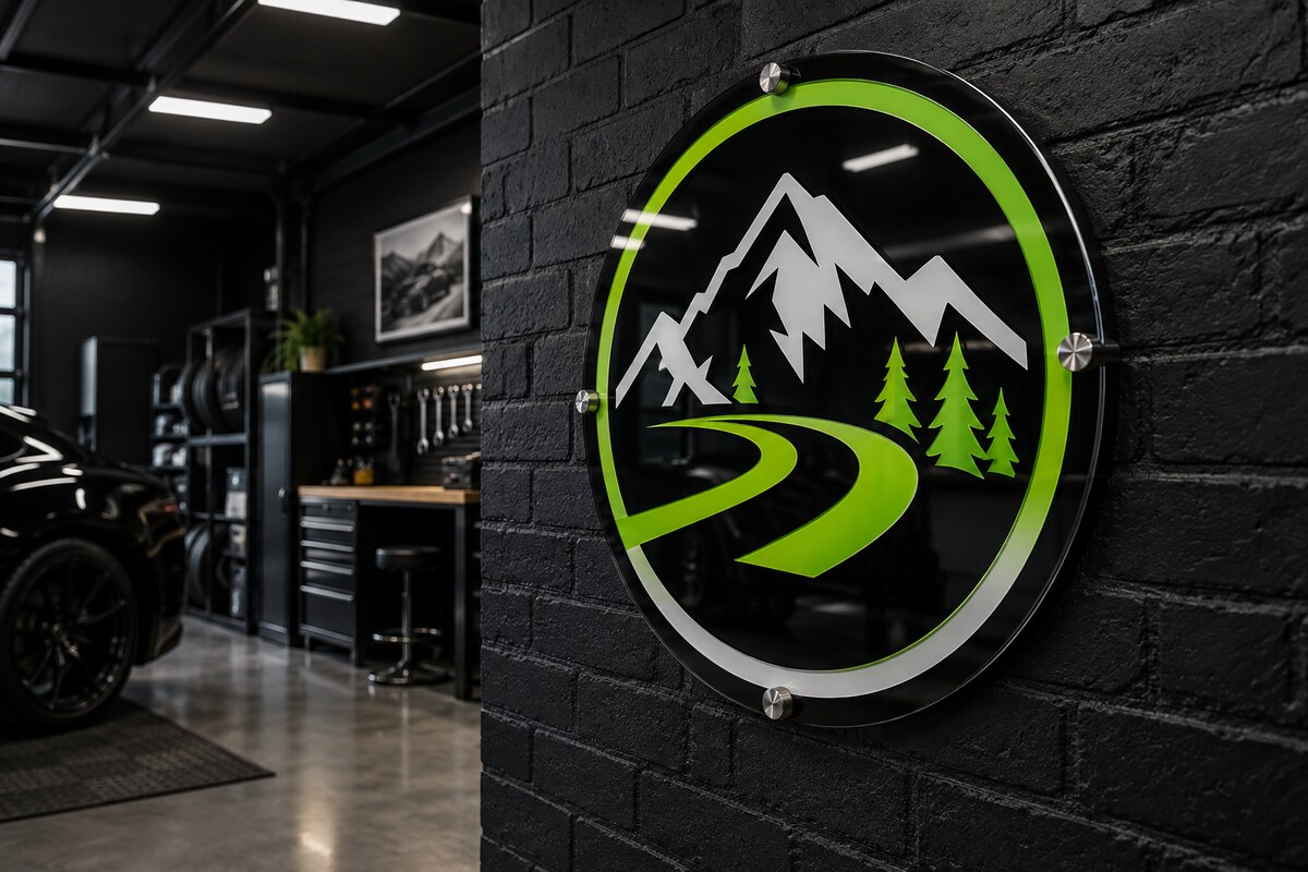 Round multi-layer emblem acrylic wall sign concept