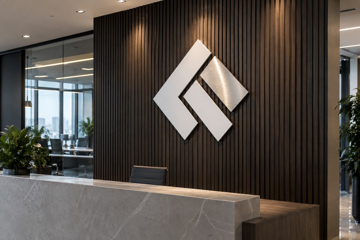 Layered corporate logo acrylic wall sign concept