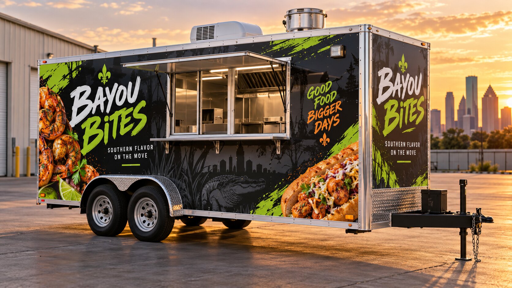 Food trailer full wrap concept for a Houston business