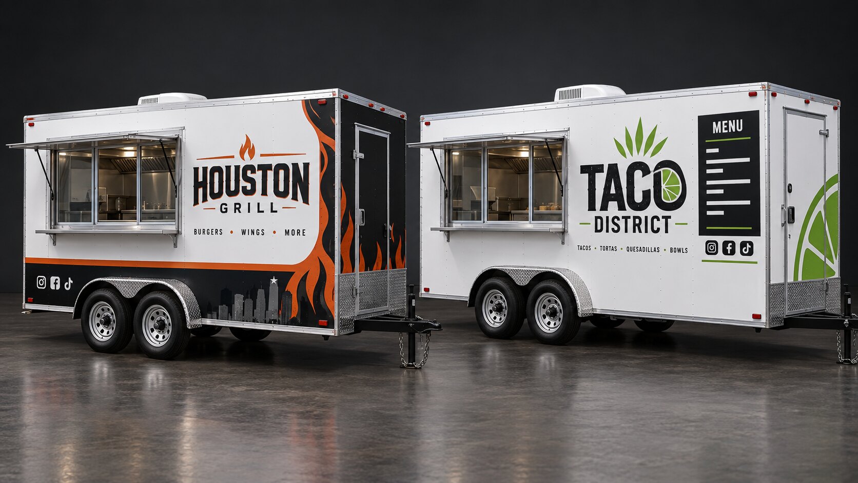 Food trailer partial wrap and logo package concepts